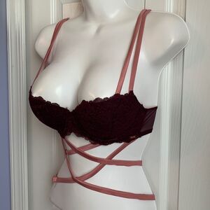 Victoria’s Secret PINK Strappy Date Push-Up Lace Bra 34B RARE!
